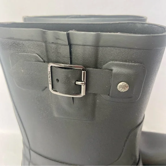 Hunter Original Rubber Biker Rain Boots - Black Size 6 - Picture 10 of 16